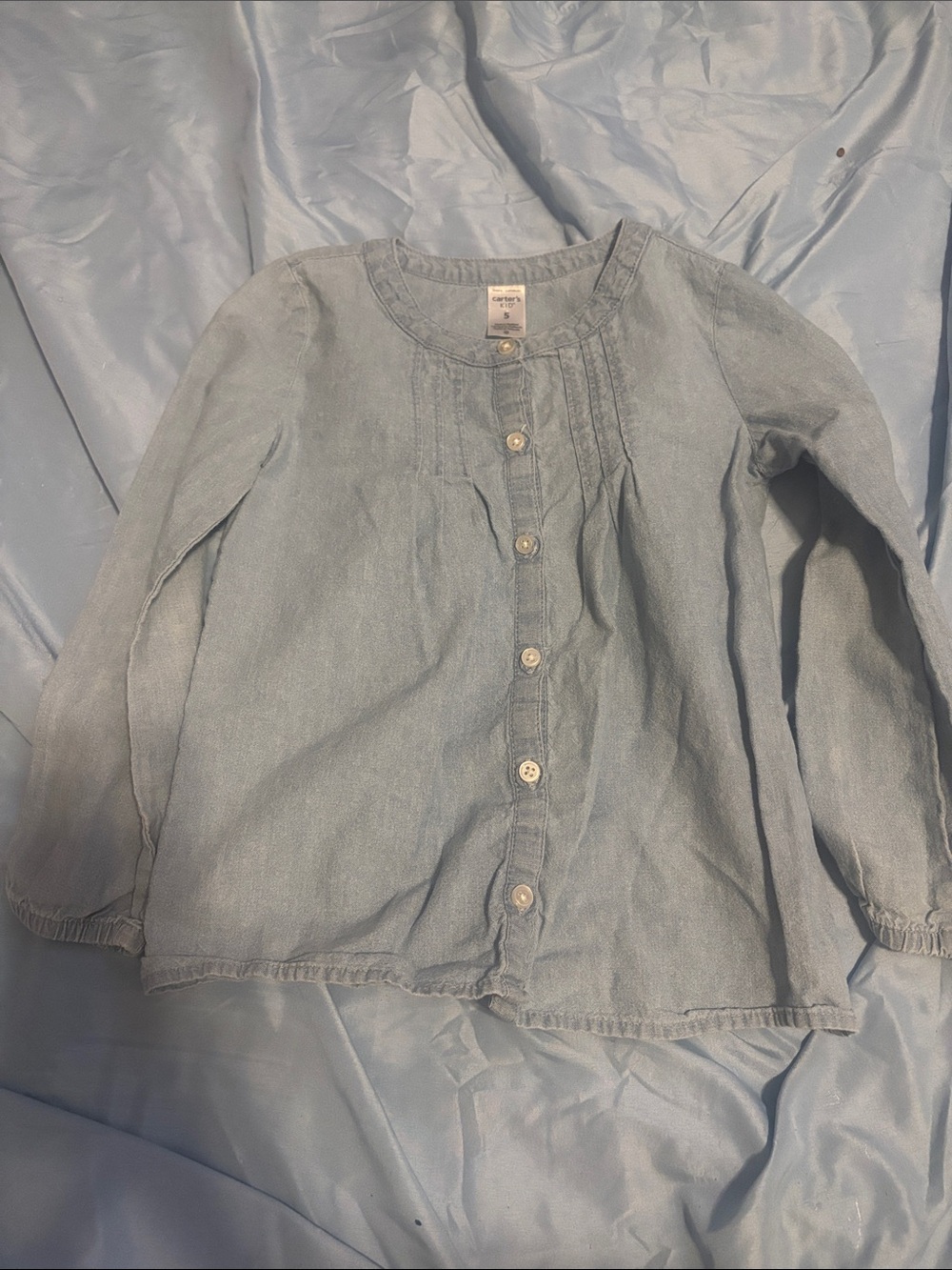Carter's Light Blue Denim-Look Button Down Shirt